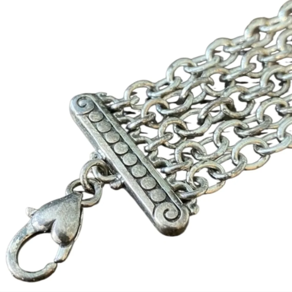 Brighton Multi Strand Silver Flower Statement Bracelet‎